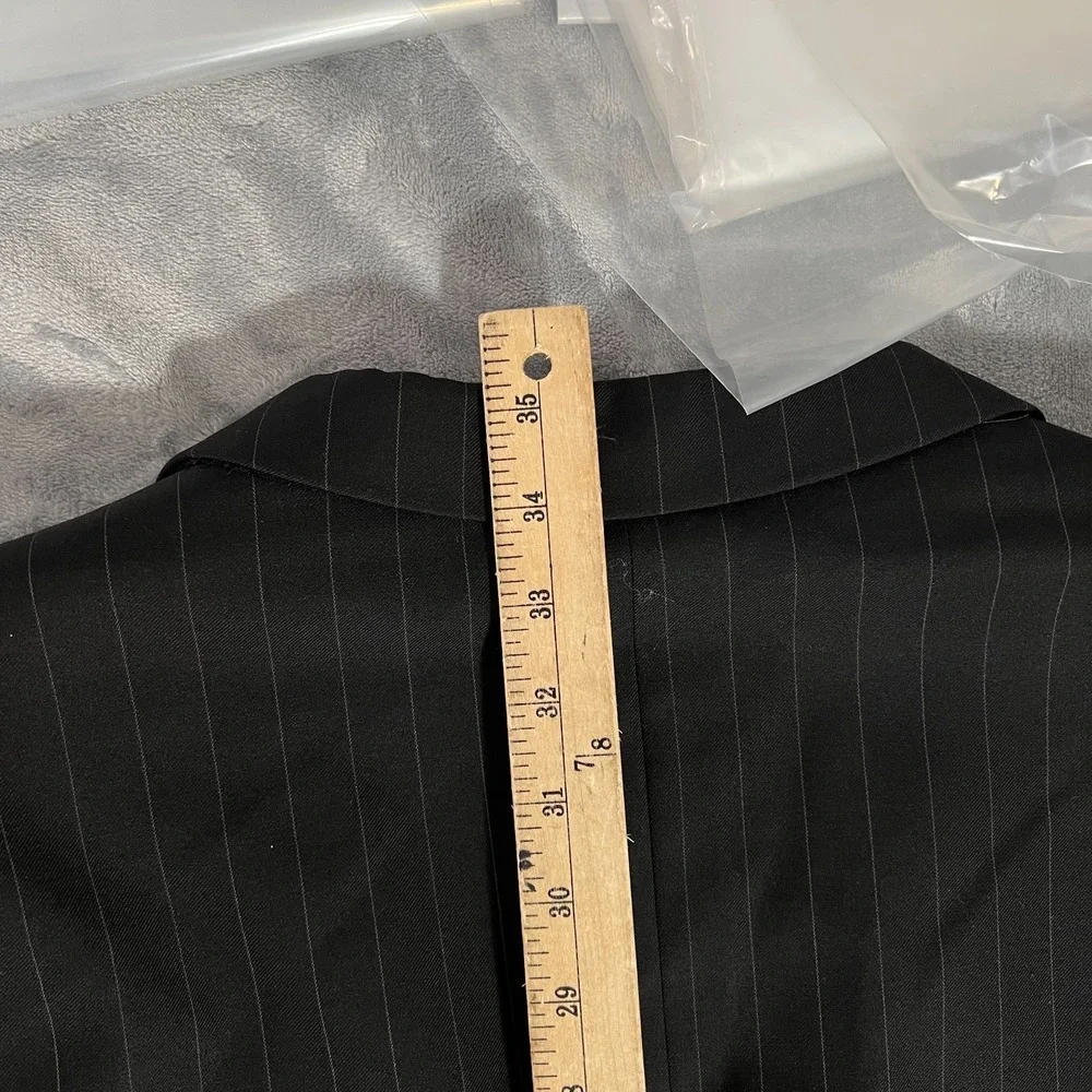 Armani Collezioni Suit Jacket Mens 56L Black Striped 3 Button Wool Blazer
